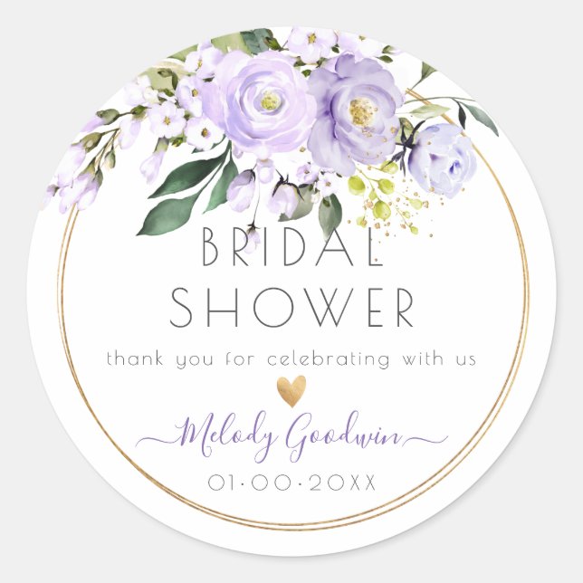 PixDezines Watercolor Purple Roses  Classic Round Sticker (Front)