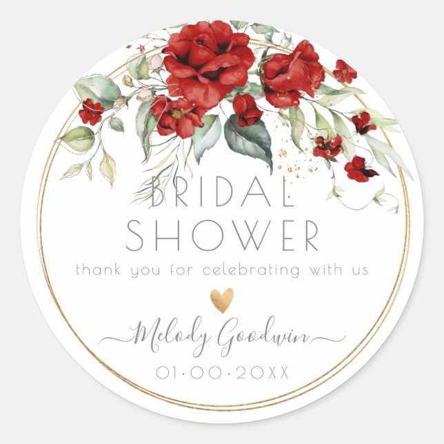 PixDezines Watercolor Red  Roses Bouquet  Classic Round Sticker (Front)