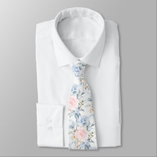 PixDezines Watercolor Roses Blush Blue Tie