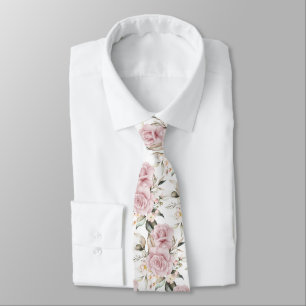 PixDezines Watercolor Roses Dusty Rose Tie