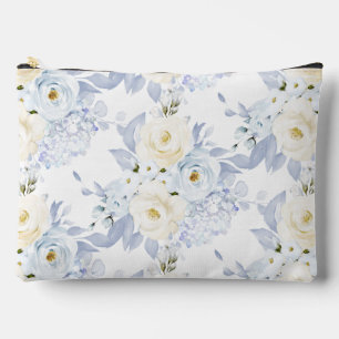 PixDezines Watercolor Roses Ice Blue Cream Accessory Pouch