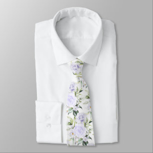 PixDezines Watercolor Roses Purple Cream Neck Tie