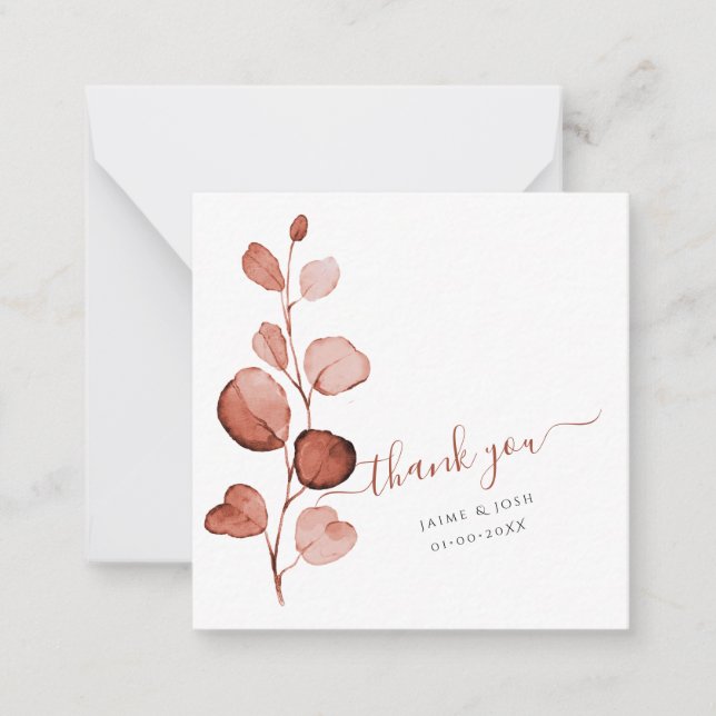 PixDezines Watercolor Rust Orange Fall Eucalyptus Card (Front)