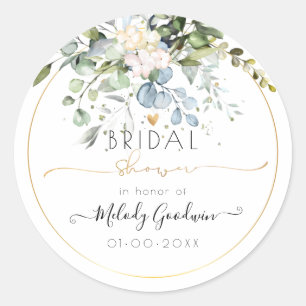 PixDezines Watercolor Rustic Blue Gum Eucalyptus Classic Round Sticker