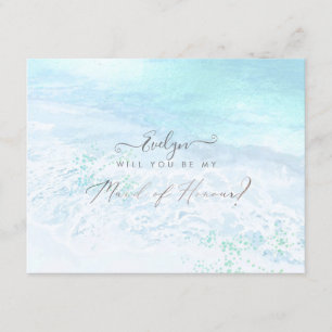 PixDezines Watercolor Shoreline Maid of Honour Invitation