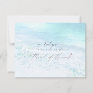 PixDezines Watercolor Shoreline Maid of Honour Invitation