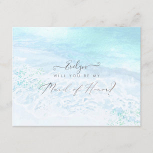 PixDezines Watercolor Shoreline Maid of Honour Invitation