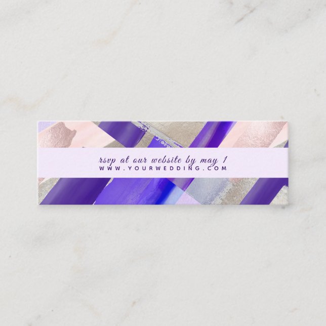 PixDezines Watercolor Silver Purple web RSVP Mini Business Card (Front)