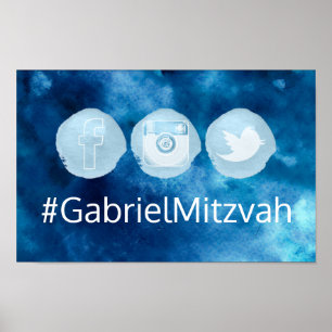 PixDezines Watercolor Social Media Hashtag Sign