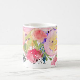 PixDezines Watercolor Spring, Peonies Bouquet Coffee Mug