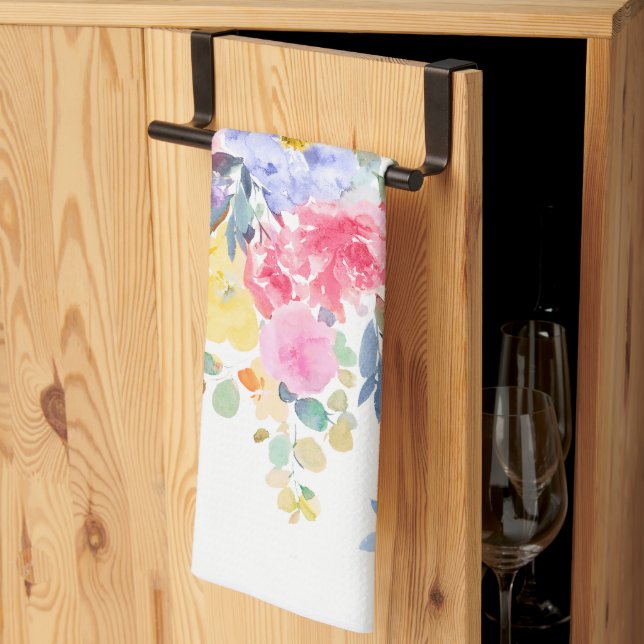PixDezines Watercolor Summer Floral  Kitchen Towel (Thirds Fold)