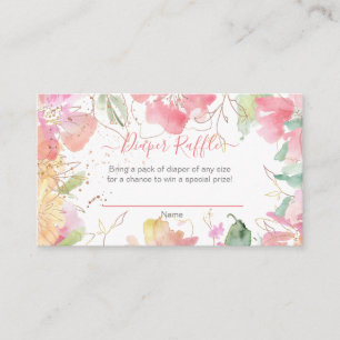 PixDezines Watercolor Sweetpeas, Diaper Raffle Enclosure Card