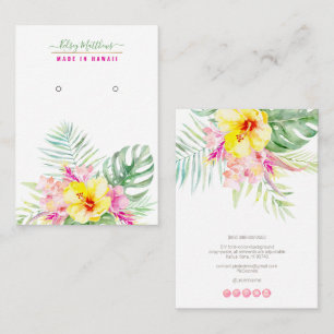 PixDezines Watercolor Tropical Paradise Earrings Business Card