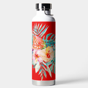 PixDezines Watercolor Tropical Paradise Flowers Water Bottle