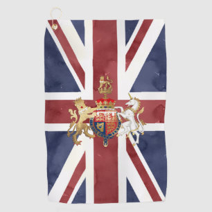 PIXDEZINES WATERCOLOR UNION JACK and INSIGNIA Golf Towel