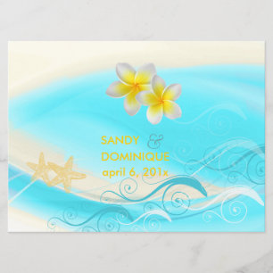 PixDezines Waves, Plumeria Lei+starfish+beach Invitation
