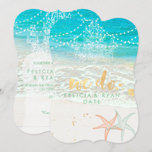 PixDezines We Do Chandelier/Beach/Destination Invitation