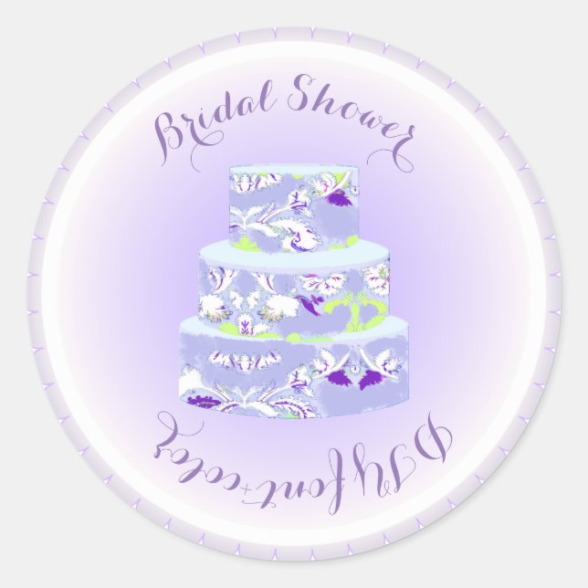 PixDezines wedding cake/bridal shower/DIY Classic Round Sticker (Front)