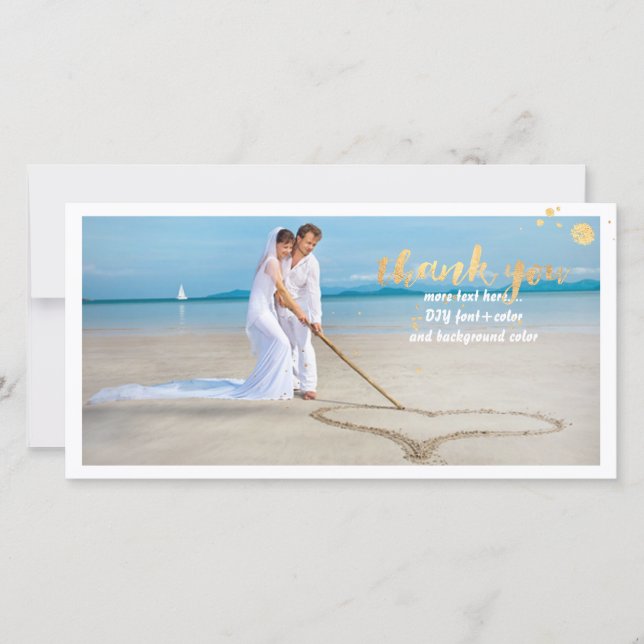 PixDezines wedding photo thank you/DIY background Thank You Card (Front)