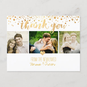 PixDezines wedding thank you/faux gold Postcard