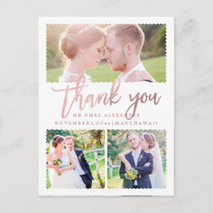 PixDezines Wedding Thank You/Faux Rose Gold Script Postcard