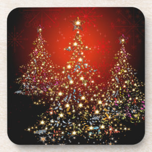 PixDezines Whimpsy Christmas Tree+snowflakes Coaster