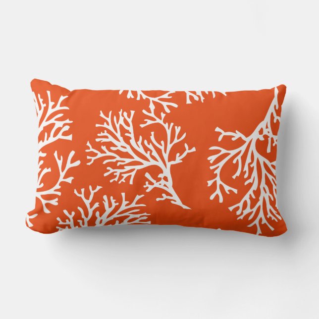 PixDezines white+blue coral/diy background Lumbar Pillow (Front)