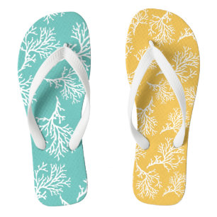 PixDezines white corals/DIY colours Flip Flops