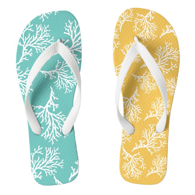 PixDezines white corals/DIY colours Flip Flops (Footbed)