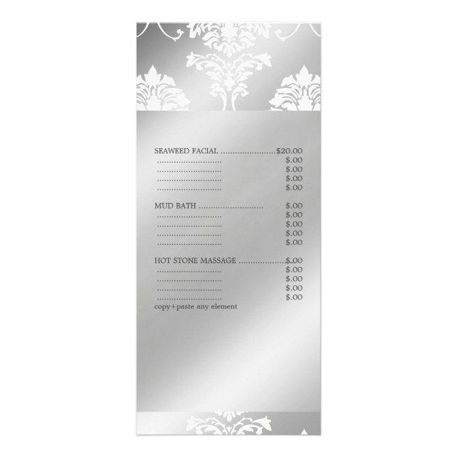 PixDezines White Damask, menu Services Spas (Devant)