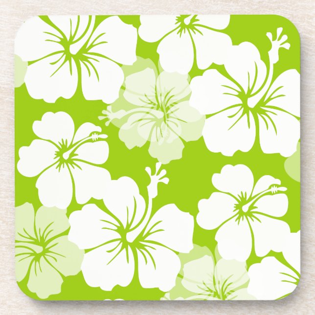 PixDezines white hibiscus/diy background Coaster (Front)
