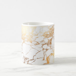 PixDezines WHITE MARBLE+FAUX GOLD VEINS Coffee Mug