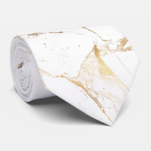 PixDezines White Marble Slab+Gold Veins Tie