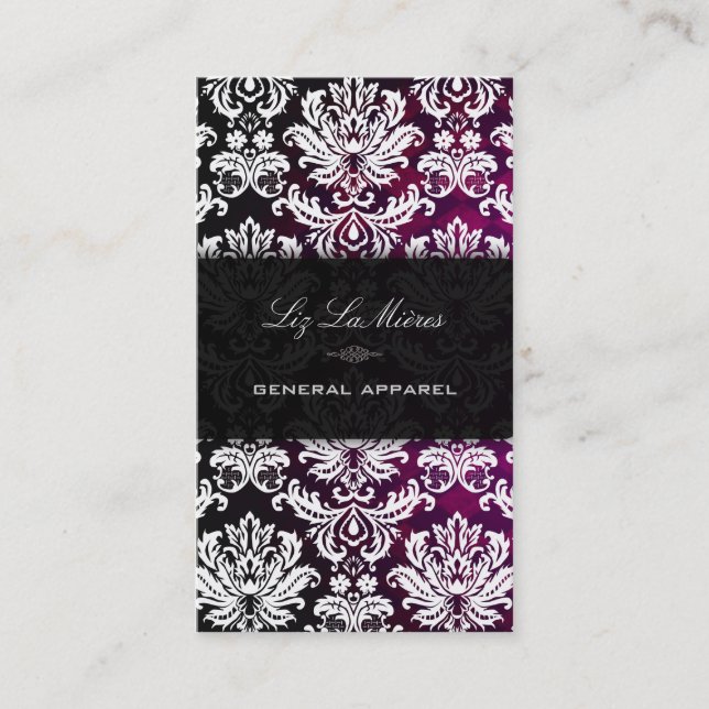 PixDezines White Pique Vintage Damask Business Card (Front)