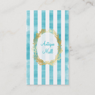 PixDezines white stripes/aqua digital watercolor Business Card