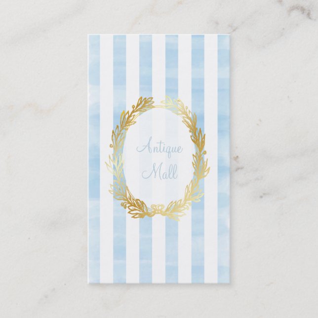 PixDezines white stripes/placid digital watercolor Business Card (Front)