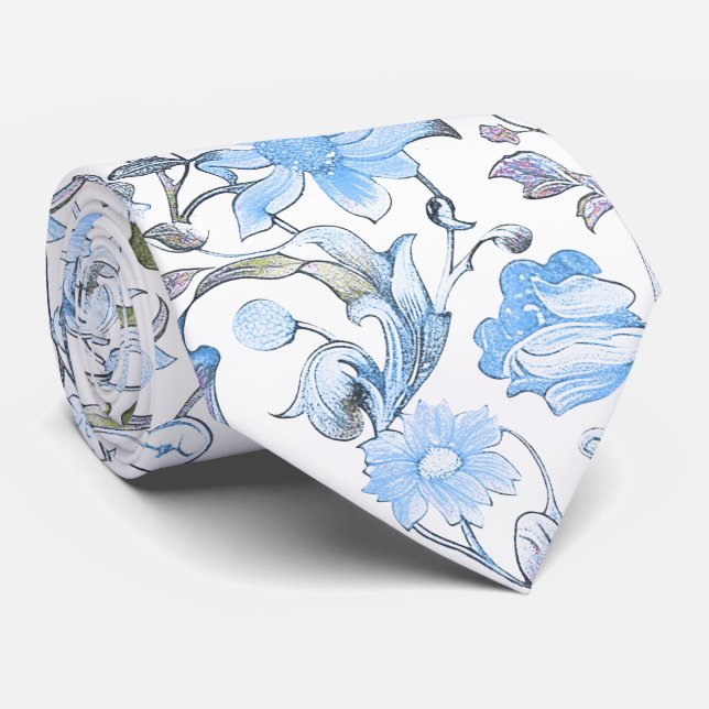 PixDezines William Morris Cornflower Blue DIY Tie (Rolled)