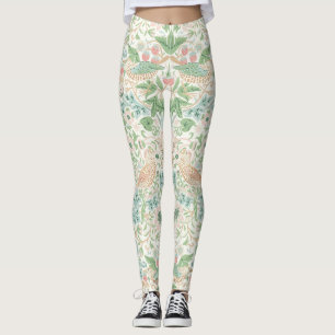 PixDezines William Morris Strawberry Thief Mint Leggings