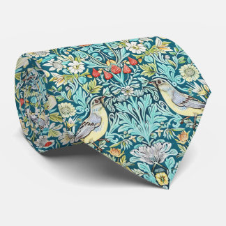 PixDezines William Morris Strawberry Thief Turquoi Tie