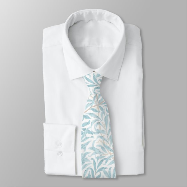 PixDezines William Morris Willow Bough Dusty Blue Tie (Tied)