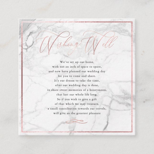 PixDezines Wishing Well, Calligraphy Rose Gold Enclosure Card (Front)