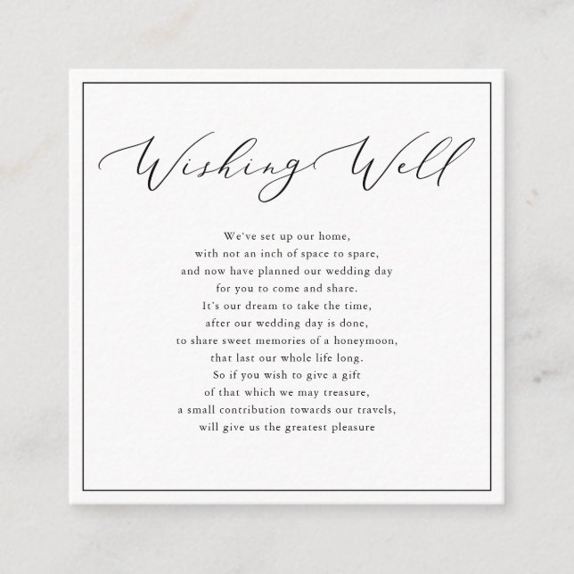 PixDezines Wishing Well, Luxury Calligraphy Enclosure Card (Front)