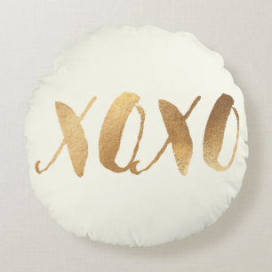 PixDezines XOXO/Faux Gold/Hearts/DIY background Round Pillow