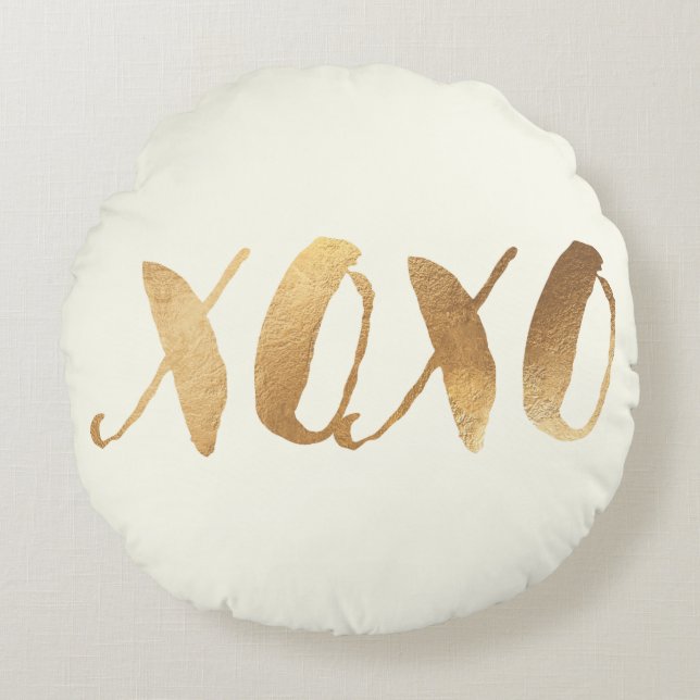 PixDezines XOXO/Faux Gold/Hearts/DIY background Round Pillow (Front)