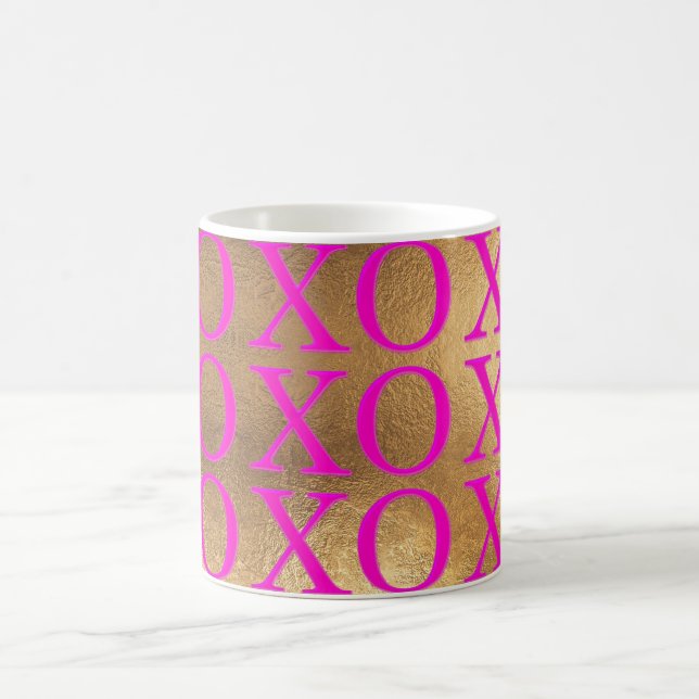 PixDezines XOXO Hot Pink/Faux Gold/DIY Colour Coffee Mug (Center)