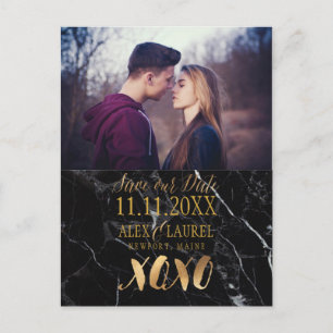 PixDezines XOXO/SAVE OUR DATE/MARBLE Announcement Postcard