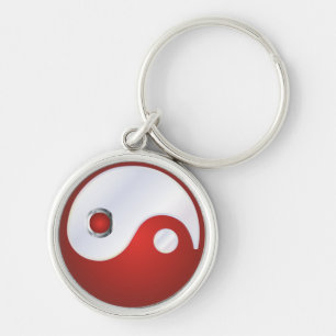 PixDezines yin yang/white+red Keychain