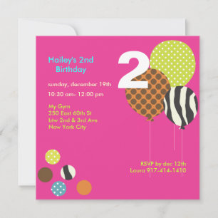 PixDEzines Zebra Balloons Birthday Invitations