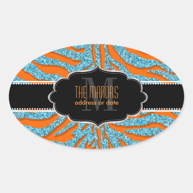 PixDezines zebra/DIY colours Oval Sticker (Front)