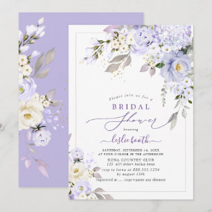 PixDezinesH2  Purple Hydrangea Roses Bridal Shower Invitation